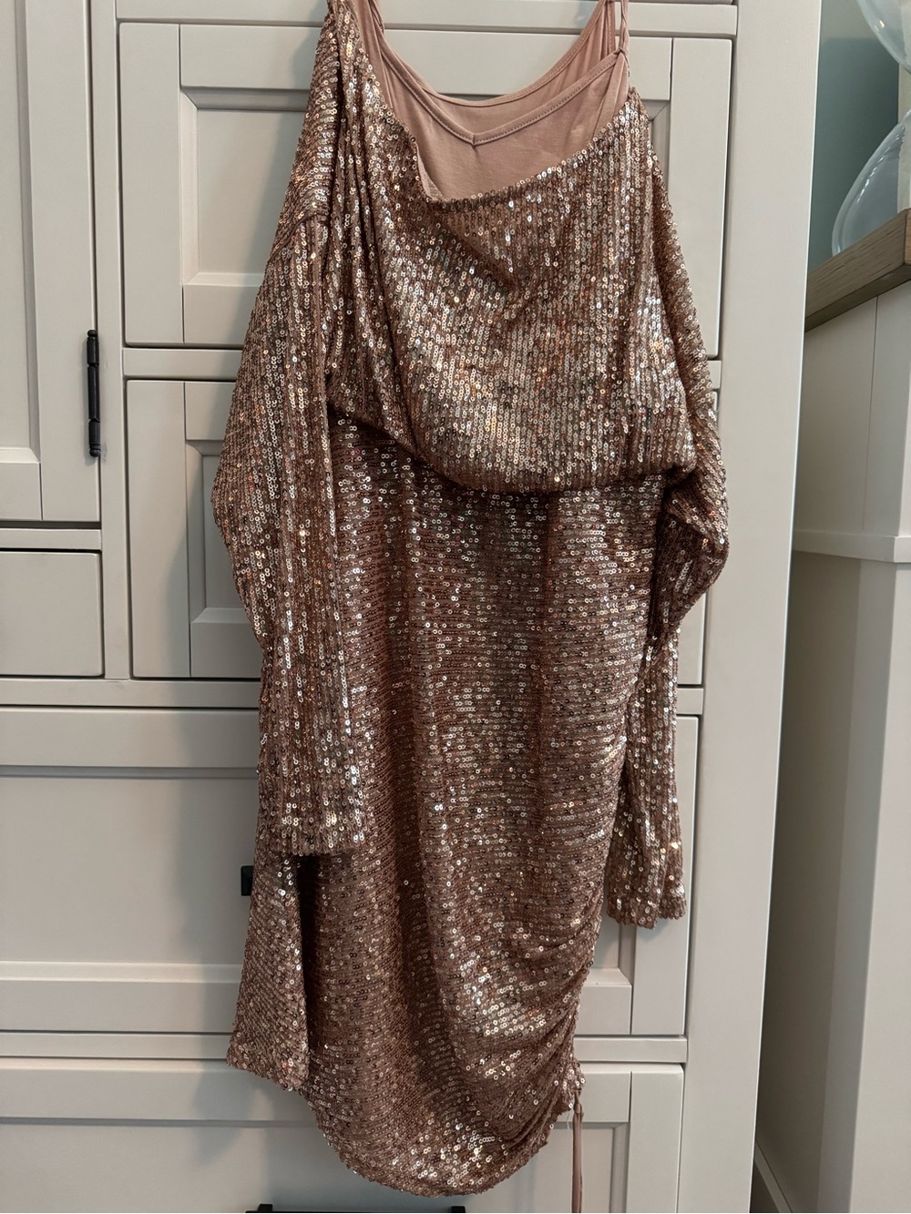Free People Giselle Rose Gold Sequin Draped Party Dress